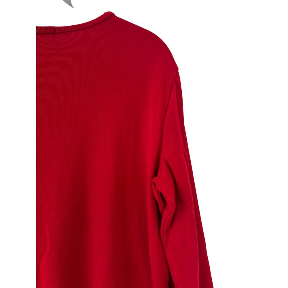 Lauren Ralph Lauren Red Long Sleeve Cotton Knit Top Womens Medium M Classic - Picture 9 of 9